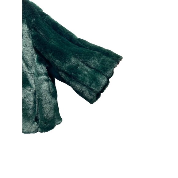 Calvin Klein Faux Fur Cropped Jacket Green Size 1X Glam Maximalist Mobwife Cute - Picture 10 of 16